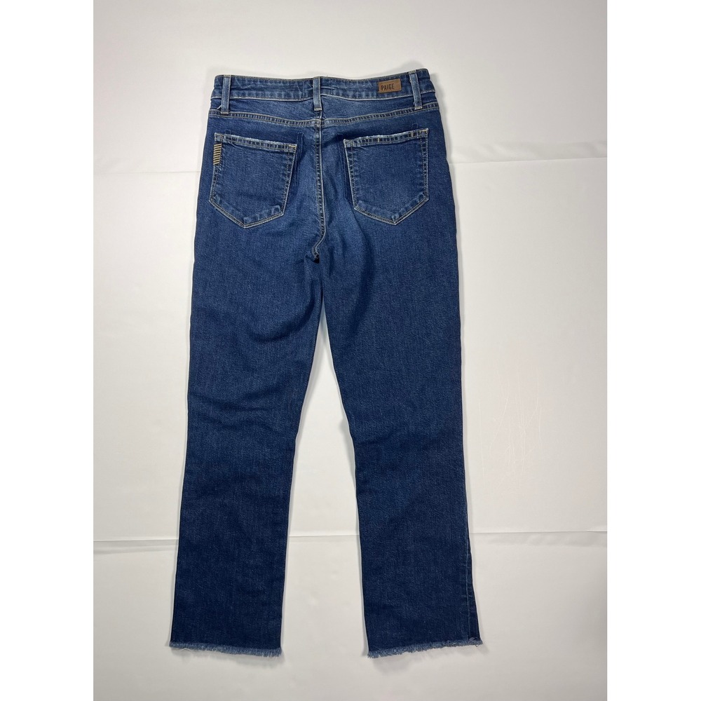 PAIGE Jacqueline Straight Jeans Size 28 Domino Blue High Rise Raw Hem Denim - Picture 2 of 12
